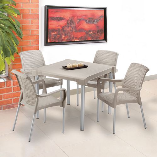 Combo Comedor Shia (1 Mesa + 4 Sillas Con Brazos)