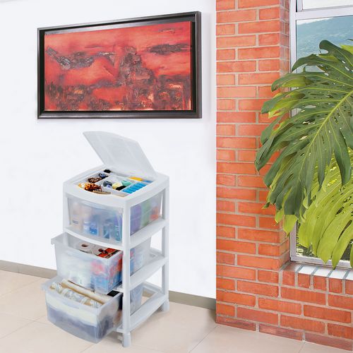 Gavetero Grande con 3 Gavetas y Tapa Organizadora