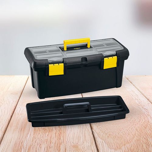 Caja Herramientas 22" con Tapa Organizadora Cerradura Plástica