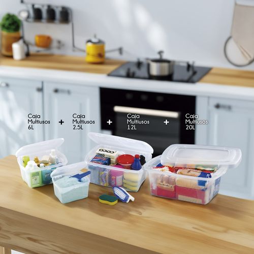 Combo Cocina (Caja Multiusos de 2.5 + 6 + 12 +  20 Litros)