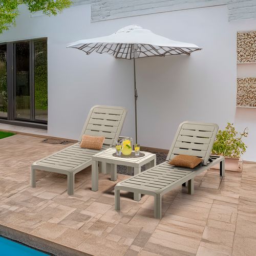 Combo Piscina (2 Camas Asoleadoras + 1 Mesa de Centro Rectangular)