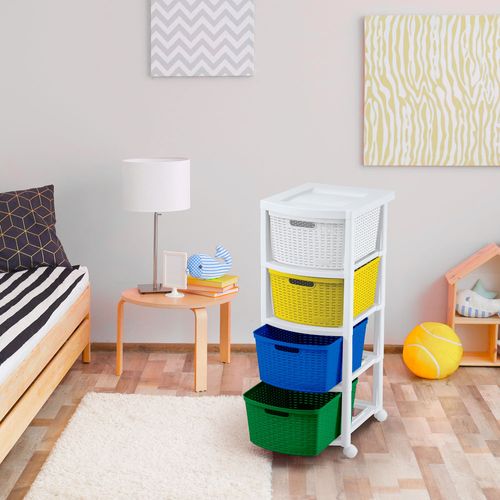 Cajonero Apariencia Rattan 4 Gavetas Altas