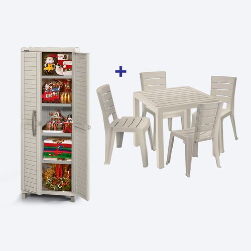 Combo Comedor Barú  (1 Mesa + 4 Sillas Sin Brazos + Armario Grande Barú)