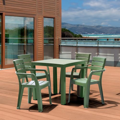 Combo Comedor Barú Trendy (1 Mesa Verde  + 4 Sillas Con Brazos)