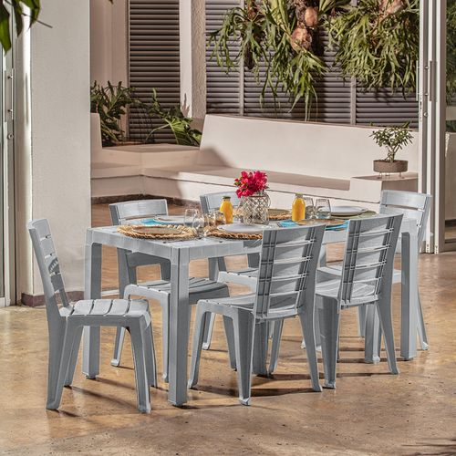 Combo Comedor Familiar  Barú  (1 Mesa + 6 Sillas Sin Brazos)