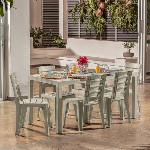 Combo Comedor Familiar  Barú  (1 Mesa + 6 Sillas Sin Brazos)