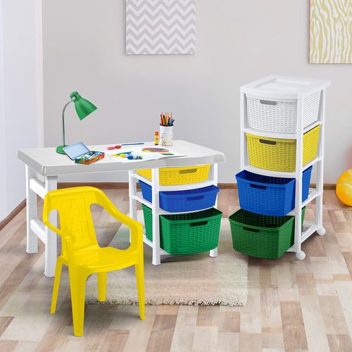 Combo estudio infantil, 1 Escritorio, 1 Silla , 1 Cajonero de 4 gavetas NIÑOS