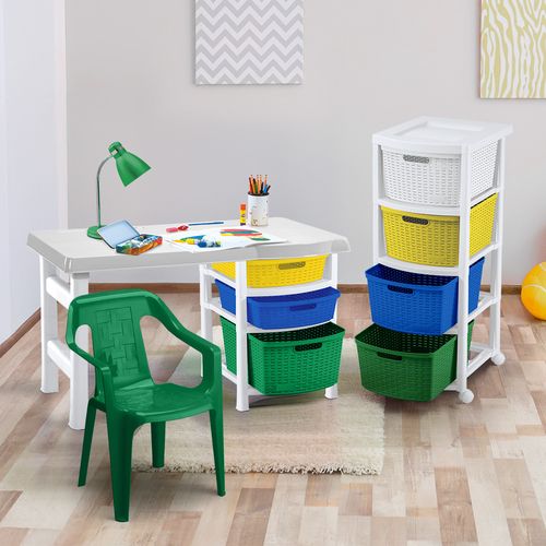 Combo estudio infantil, 1 Escritorio, 1 Silla , 1 Cajonero de 4 gavetas NIÑOS