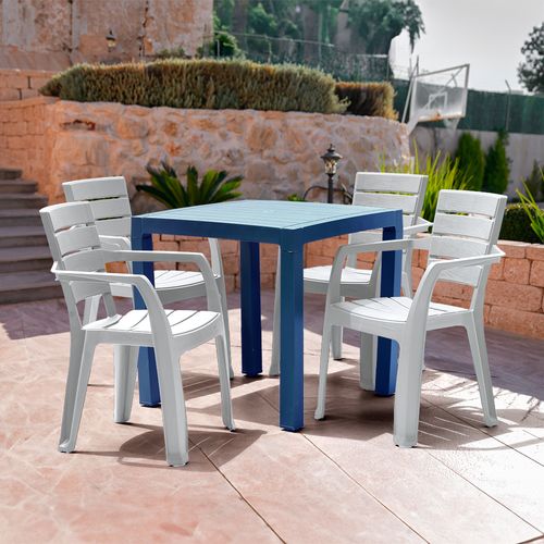 Combo Comedor Barú Trendy (1 Mesa Azul  + 4 Sillas Con Brazos)