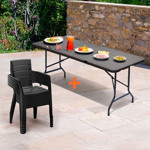 Combo Banquetero (Mesa Banquetera + 6 Sillas Barú Con Brazos)