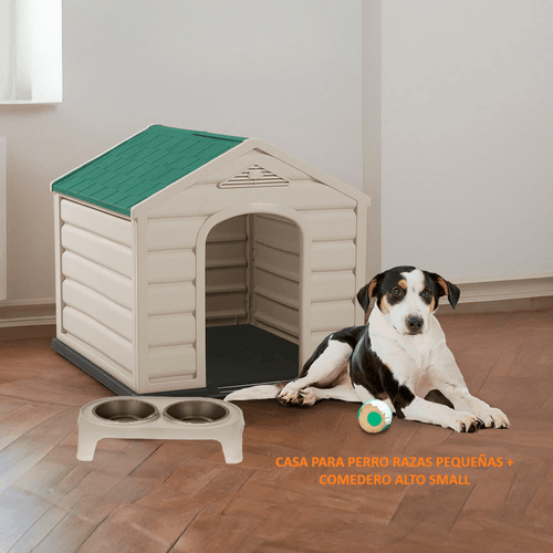Combo Mascota (Casa Razas Pequeñas +  Comedero Alto para Perro Small)