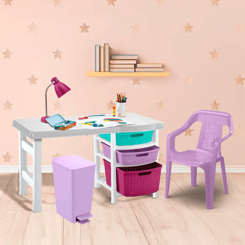 Combo Estudio Infantil (Escritorio + Silla + Basurero Pedal) NIÑAS
