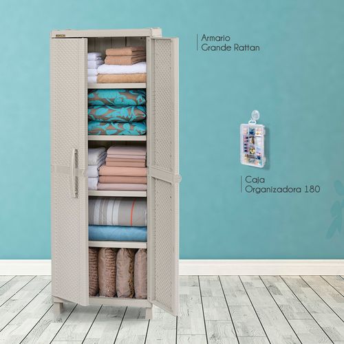 Armario Grande Apariencia Rattan + Caja Organizadora 180mm