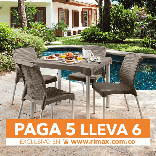 Combo Comedor Shia (1 Mesa + 4 Sillas Sin Brazos) Paga 5 Lleva 6