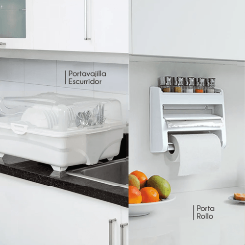 Combo Cocina (Portavajilla Escurridor + Portarrollo Triple)