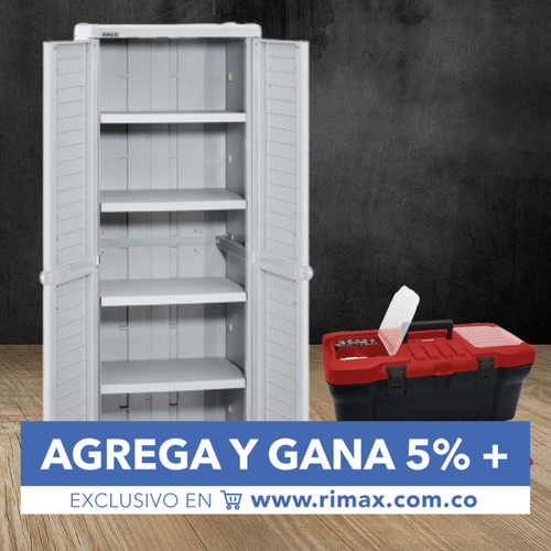 Combo Garaje (Armario Grande Barú Gris + Caja Herramientas 20" Negra)