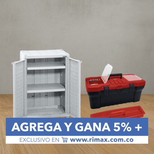 Combo Garaje (Armario Mediano Barú Gris + Caja Herramientas 20" Negra)