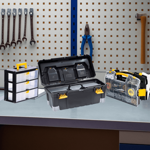 Combo Organizador (1 Caja de Herramientas 23" + Caja Organizadora Modular gavetas + Caja organizadora doble plegable)