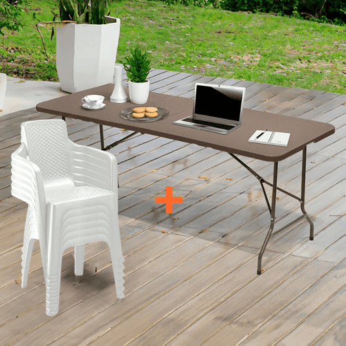 Combo banquetero, 1 Mesa banquetera, 6 Sillas eterna con brazos