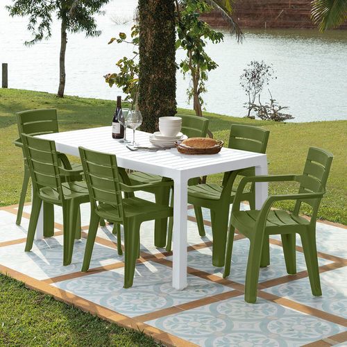 Combo Comedor Familiar Barú  (1 Mesa Gris Hielo + 6 Sillas con Brazos )