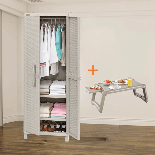 Combo Alcoba Rattan (Armario Para Ropa + Mesa Personal Cama)
