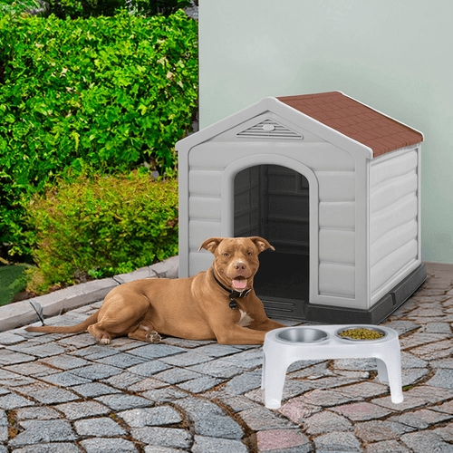 Combo Mascota (Casa Razas Medianas y Grandes +  Comedero Alto para Perro Medium)