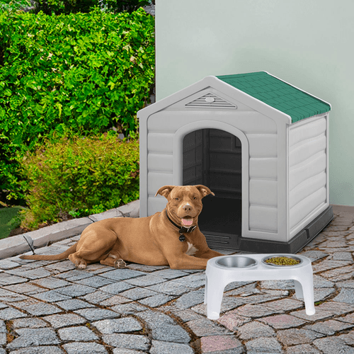 Combo mascota, 1 Casa razas medianas y grandes, 1 Comedero alto para perro medium
