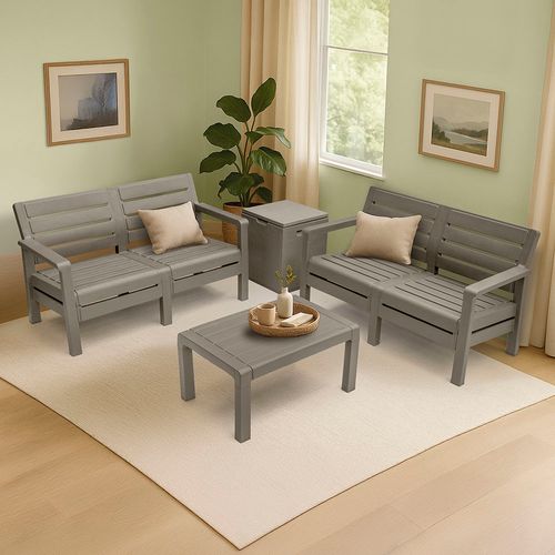 Sala Barú En L 4 puestos (2 Sofá Doble + Baúl 100 lts + Mesa de Centro)
