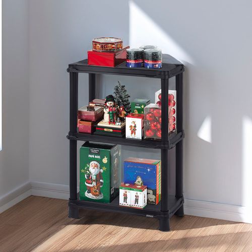 Estante Solido 12" de 3 Niveles Negro