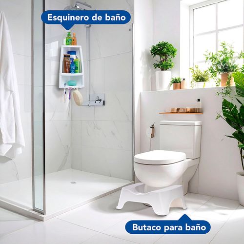 Combo Baño (Butaco o Taburete para ir al Baño + Esquinero)