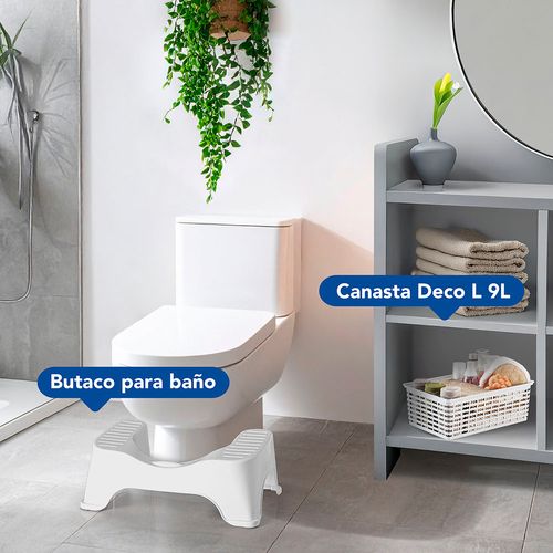 Combo Baño (Butaco o Taburete para ir al Baño + Canasta Deco L - 9L)
