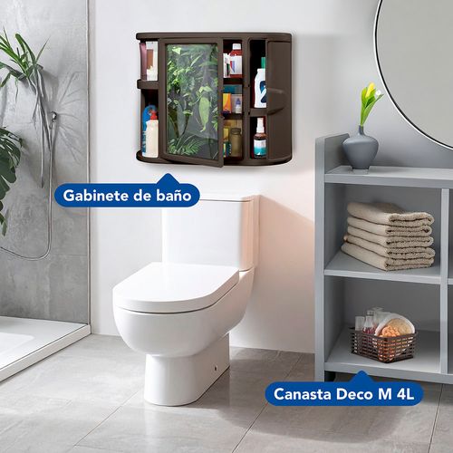 Combo Baño (Gabinete para Baño con Espejo + Canasta Deco M - 4L)