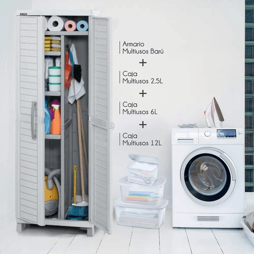 Combo Ordena Todo (Armario Multiuso Barú + Caja Multiusos 2.5, 6 y 12 Litros)
