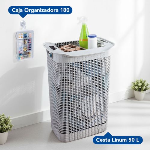 Combo Organizador Zona de Ropas (Cesta Linum tejido premium + Caja organizadora)