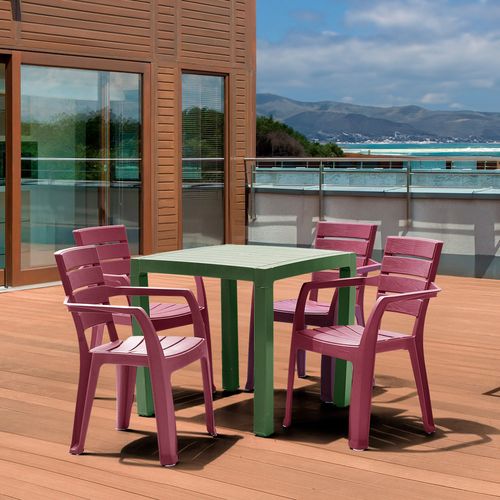 Combo Comedor Barú Trendy, 1 Mesa Verde, 4 Sillas Con Brazos